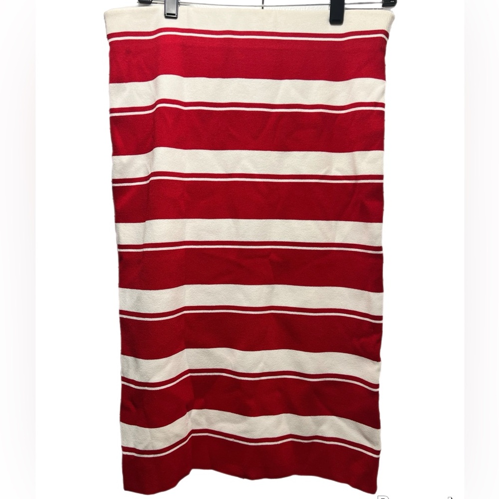 Red and White Striped Elastic Waistband Pencil Skirt By Lauren Ralph Lauren